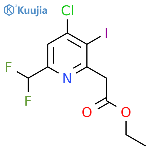 Ethyl 4-chloro-6-(difluoromethyl)-3-iodopyridine-2-acetate structure