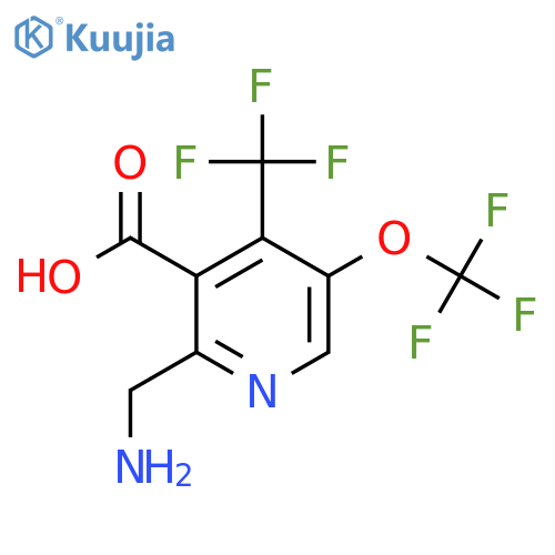 2-(Aminomethyl)-5-(trifluoromethoxy)-4-(trifluoromethyl)pyridine-3-carboxylic acid structure
