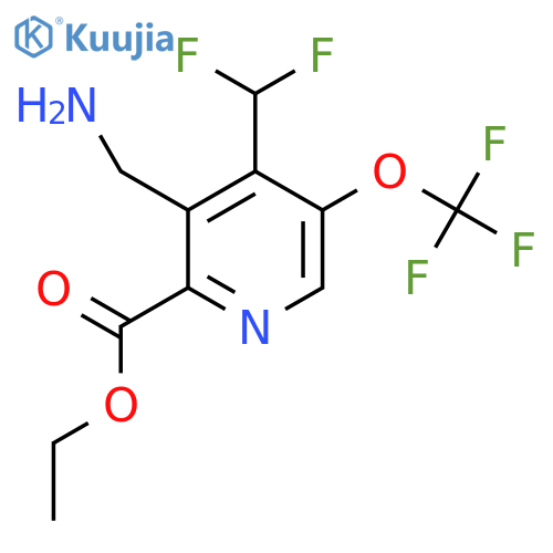 Ethyl 3-(aminomethyl)-4-(difluoromethyl)-5-(trifluoromethoxy)pyridine-2-carboxylate structure
