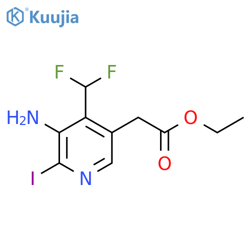 Ethyl 3-amino-4-(difluoromethyl)-2-iodopyridine-5-acetate structure