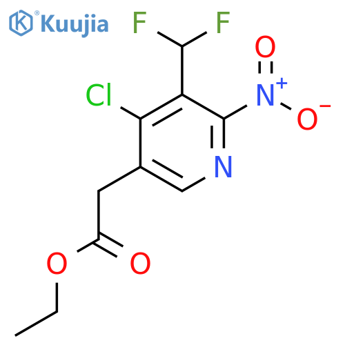 Ethyl 4-chloro-3-(difluoromethyl)-2-nitropyridine-5-acetate structure