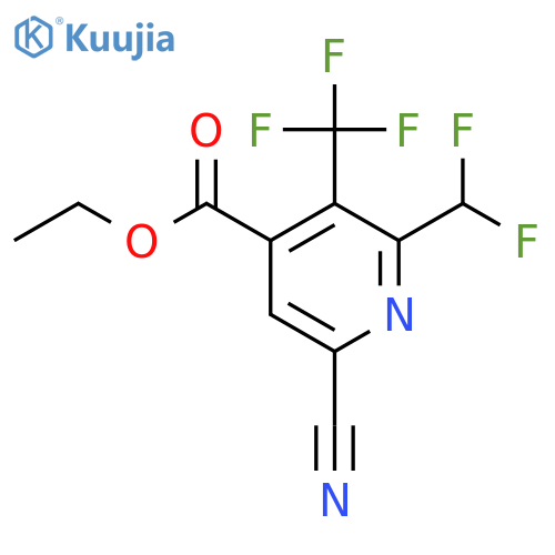 Ethyl 6-cyano-2-(difluoromethyl)-3-(trifluoromethyl)pyridine-4-carboxylate structure