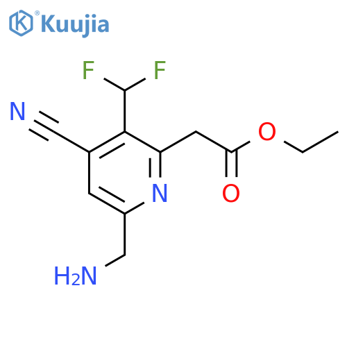 Ethyl 6-(aminomethyl)-4-cyano-3-(difluoromethyl)pyridine-2-acetate structure