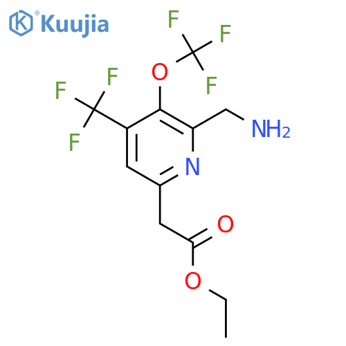 Ethyl 2-(aminomethyl)-3-(trifluoromethoxy)-4-(trifluoromethyl)pyridine-6-acetate structure