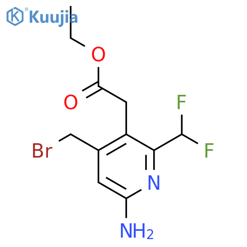 Ethyl 6-amino-4-(bromomethyl)-2-(difluoromethyl)pyridine-3-acetate structure
