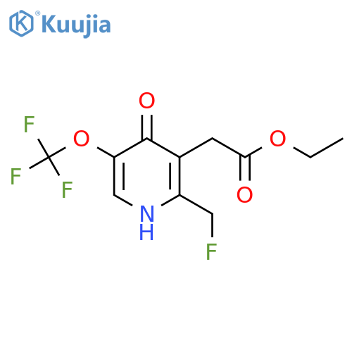Ethyl 2-(fluoromethyl)-4-hydroxy-5-(trifluoromethoxy)pyridine-3-acetate structure