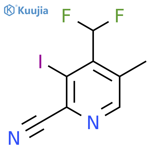 2-Cyano-4-(difluoromethyl)-3-iodo-5-methylpyridine structure
