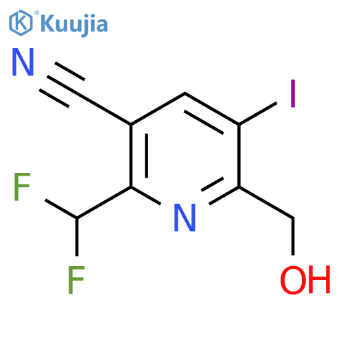 3-Cyano-2-(difluoromethyl)-5-iodopyridine-6-methanol structure