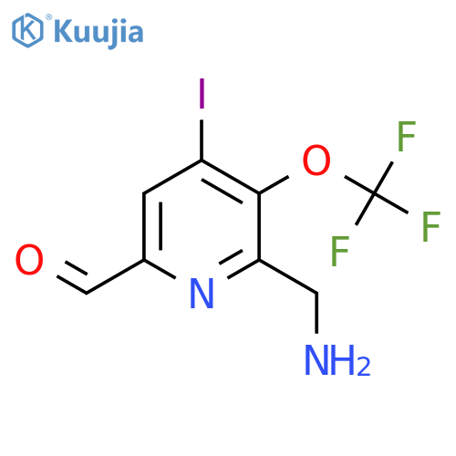 2-(Aminomethyl)-4-iodo-3-(trifluoromethoxy)pyridine-6-carboxaldehyde structure