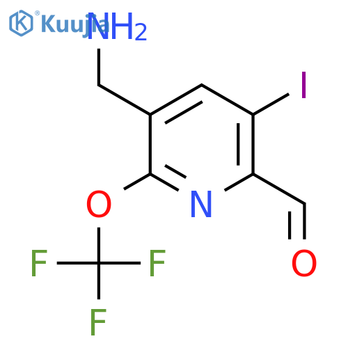 3-(Aminomethyl)-5-iodo-2-(trifluoromethoxy)pyridine-6-carboxaldehyde structure