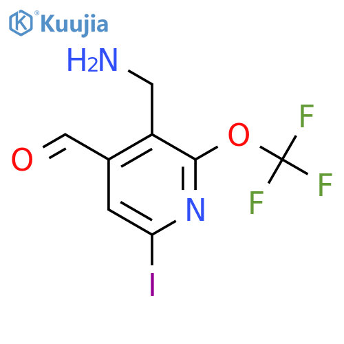 3-(Aminomethyl)-6-iodo-2-(trifluoromethoxy)pyridine-4-carboxaldehyde structure