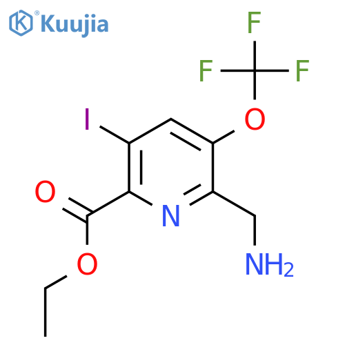 Ethyl 2-(aminomethyl)-5-iodo-3-(trifluoromethoxy)pyridine-6-carboxylate structure