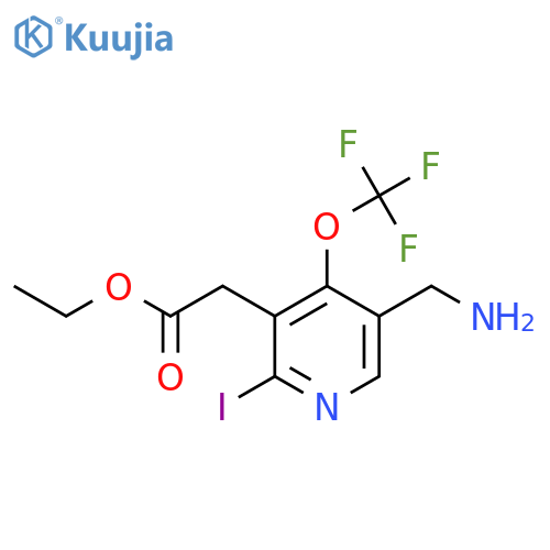 Ethyl 5-(aminomethyl)-2-iodo-4-(trifluoromethoxy)pyridine-3-acetate structure