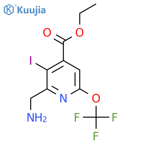 Ethyl 2-(aminomethyl)-3-iodo-6-(trifluoromethoxy)pyridine-4-carboxylate structure