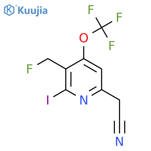 3-(Fluoromethyl)-2-iodo-4-(trifluoromethoxy)pyridine-6-acetonitrile structure
