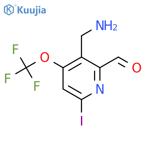 3-(Aminomethyl)-6-iodo-4-(trifluoromethoxy)pyridine-2-carboxaldehyde structure