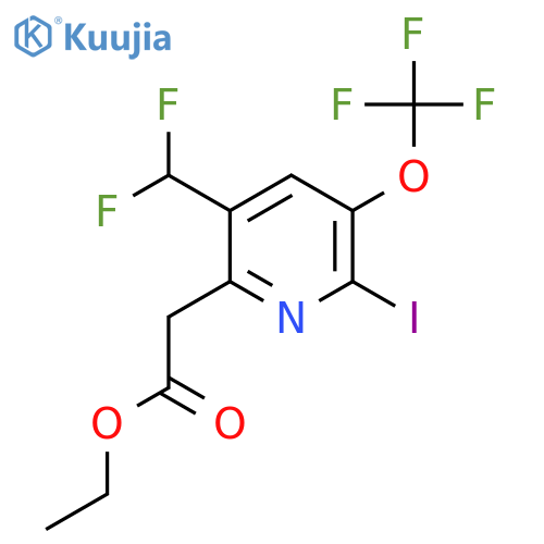 Ethyl 5-(difluoromethyl)-2-iodo-3-(trifluoromethoxy)pyridine-6-acetate structure