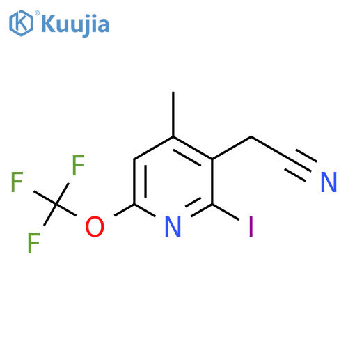 2-Iodo-4-methyl-6-(trifluoromethoxy)pyridine-3-acetonitrile structure