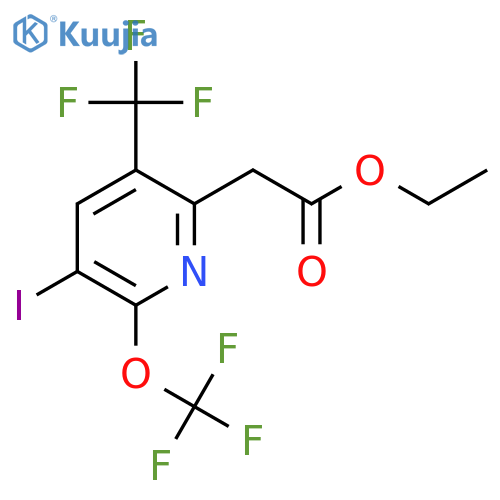 Ethyl 3-iodo-2-(trifluoromethoxy)-5-(trifluoromethyl)pyridine-6-acetate structure