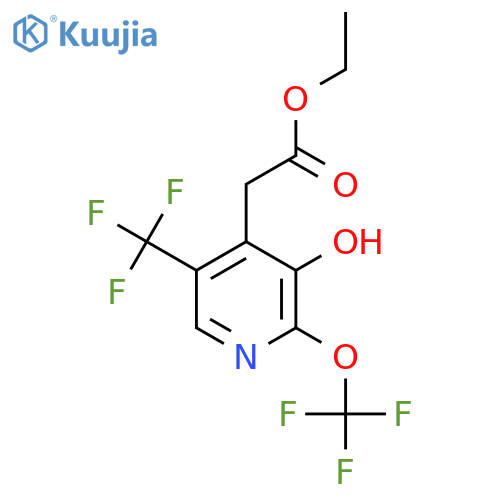 Ethyl 3-hydroxy-2-(trifluoromethoxy)-5-(trifluoromethyl)pyridine-4-acetate structure