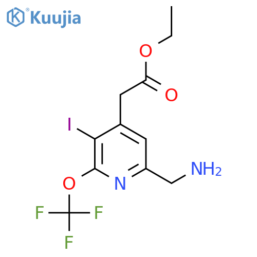 Ethyl 6-(aminomethyl)-3-iodo-2-(trifluoromethoxy)pyridine-4-acetate structure