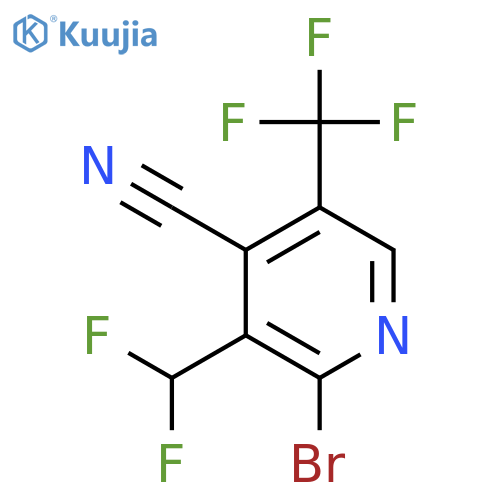 2-Bromo-4-cyano-3-(difluoromethyl)-5-(trifluoromethyl)pyridine structure