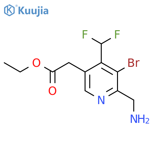 Ethyl 2-(aminomethyl)-3-bromo-4-(difluoromethyl)pyridine-5-acetate structure