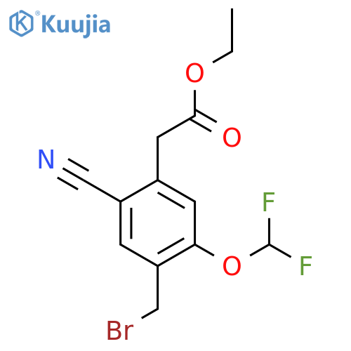 Ethyl 4-bromomethyl-2-cyano-5-(difluoromethoxy)phenylacetate structure