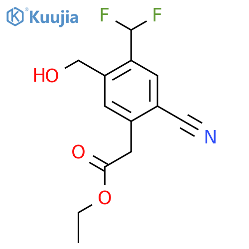 Ethyl 2-cyano-4-difluoromethyl-5-(hydroxymethyl)phenylacetate structure