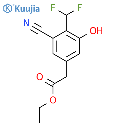 Ethyl 3-cyano-4-difluoromethyl-5-hydroxyphenylacetate structure