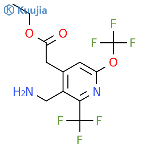Ethyl 3-(aminomethyl)-6-(trifluoromethoxy)-2-(trifluoromethyl)pyridine-4-acetate structure