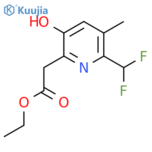 Ethyl 2-(difluoromethyl)-5-hydroxy-3-methylpyridine-6-acetate structure
