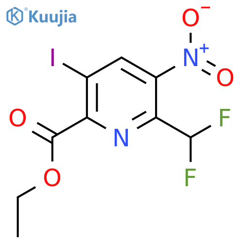 Ethyl 2-(difluoromethyl)-5-iodo-3-nitropyridine-6-carboxylate structure