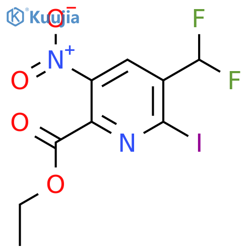 Ethyl 3-(difluoromethyl)-2-iodo-5-nitropyridine-6-carboxylate structure