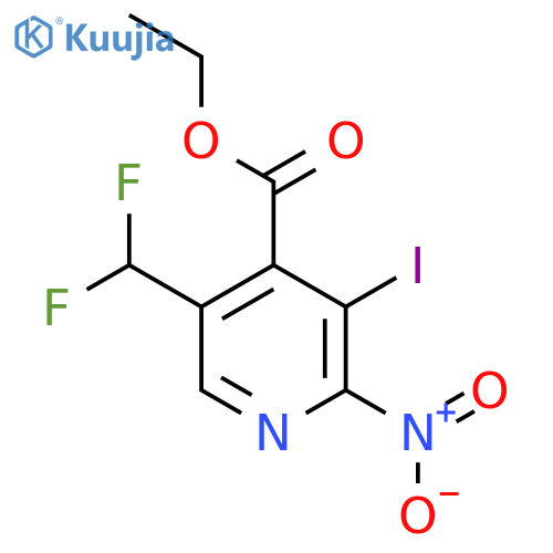 Ethyl 5-(difluoromethyl)-3-iodo-2-nitropyridine-4-carboxylate structure