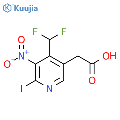 4-(Difluoromethyl)-2-iodo-3-nitropyridine-5-acetic acid structure