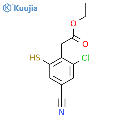 Ethyl 2-chloro-4-cyano-6-mercaptophenylacetate structure