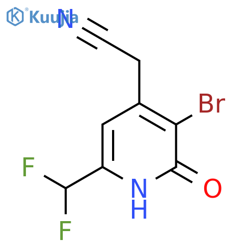 3-Bromo-6-(difluoromethyl)-2-hydroxypyridine-4-acetonitrile structure