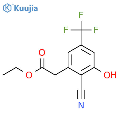 Ethyl 2-cyano-3-hydroxy-5-(trifluoromethyl)phenylacetate structure