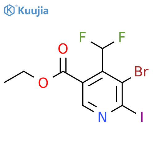 Ethyl 3-bromo-4-(difluoromethyl)-2-iodopyridine-5-carboxylate structure