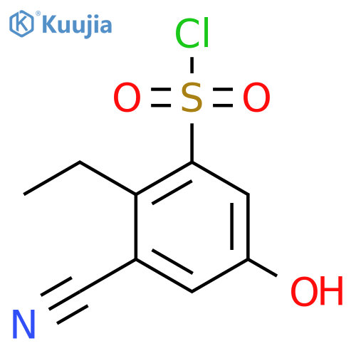 3-Cyano-2-ethyl-5-hydroxybenzenesulfonyl chloride structure