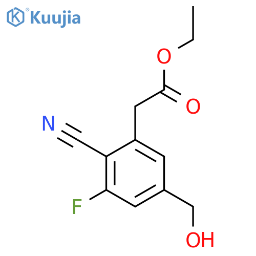 Ethyl 2-cyano-3-fluoro-5-(hydroxymethyl)phenylacetate structure