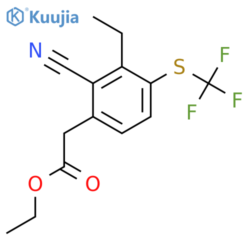 Ethyl 2-cyano-3-ethyl-4-(trifluoromethylthio)phenylacetate structure