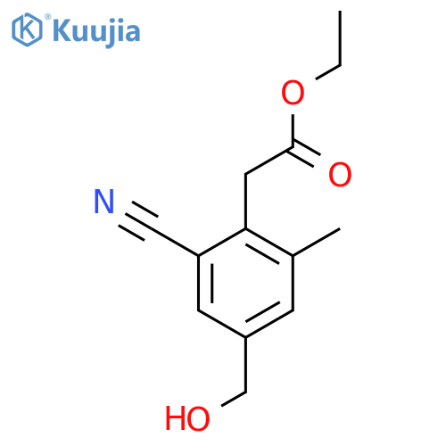 Ethyl 2-cyano-4-hydroxymethyl-6-methylphenylacetate structure