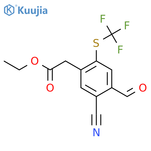 Ethyl 5-cyano-4-formyl-2-(trifluoromethylthio)phenylacetate structure