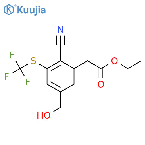 Ethyl 2-cyano-5-hydroxymethyl-3-(trifluoromethylthio)phenylacetate structure