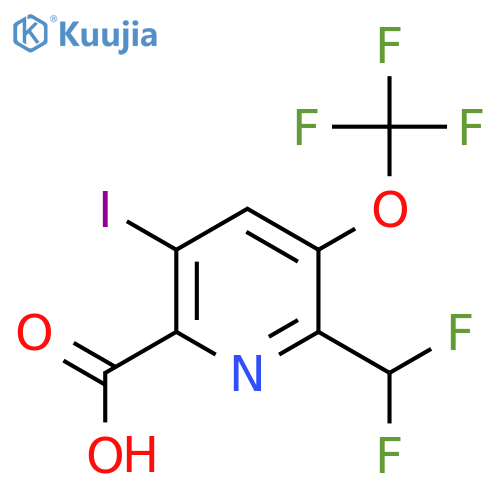 2-(Difluoromethyl)-5-iodo-3-(trifluoromethoxy)pyridine-6-carboxylic acid structure