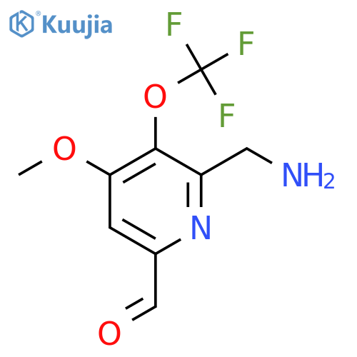 2-(Aminomethyl)-4-methoxy-3-(trifluoromethoxy)pyridine-6-carboxaldehyde structure