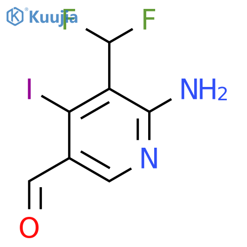 2-Amino-3-(difluoromethyl)-4-iodopyridine-5-carboxaldehyde structure