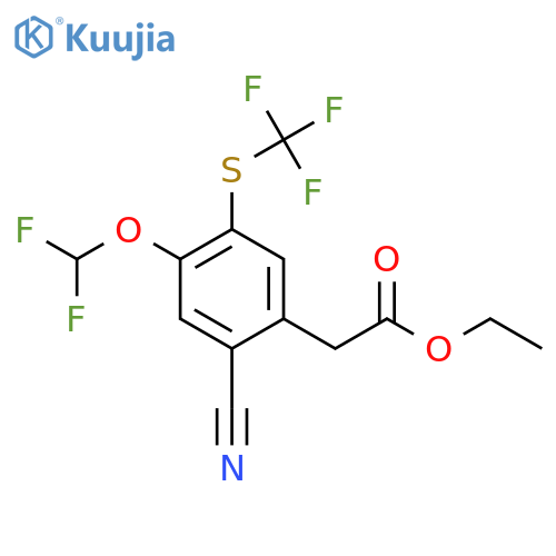 Ethyl 2-cyano-4-difluoromethoxy-5-(trifluoromethylthio)phenylacetate structure